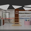Modern Mall Store Interior With White Counter Shelves Bright Lighting And Product Displays