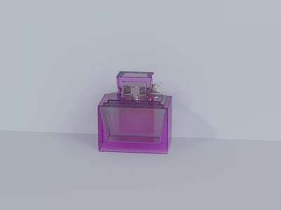 Purple Transparent Square Glass Perfume Bottle With Silver Sprayer Design 3d model