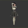 Little Girl In Gray Ballet Tutu Dress With Red Headband Dancing Pose