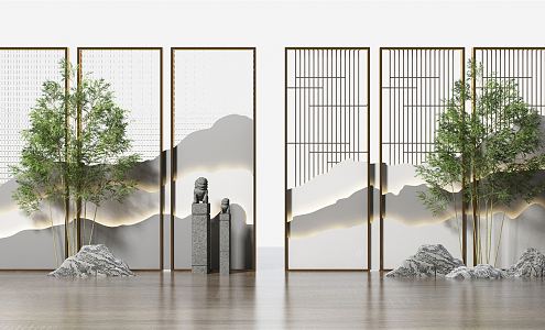 New Chinese Style Partition Glass Landscape Partition Metal Partition Glass Partition Landscape Partition Green Plant Partition Flower Lattice Plant 3d model