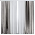 Gray Curtains With White Sheer Layers And Pleated Design For Home Windows