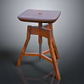 Sturdy Wooden Stool With Square Seat And Crossed Wooden Legs For Home Use