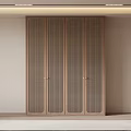 Modern Wooden Wardrobe With Four Lattice Doors In Minimalist Interior Design