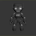 Black Metallic Robot Figure With BOT Chest Design And Humanoid Structure 3d model
