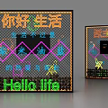 Decorative Lights With Neon Effect Colorful Patterns And Hello Life Text For Indoor Decoration