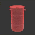 Rusty Metal Barrel With Red And Black Finish And Sturdy Handles For Home Storage Use