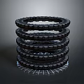 Stacked Black Rings Forming Mechanical Structure With Interlocking Segments And Industrial Aesthetic 3d model