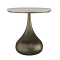 Modern Round Dining Table With White Smooth Tabletop And Teardrop Shaped Metal Base 3d model