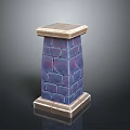 Brick Tower Structure With Blue Purple Bricks And Top Bottom Borders 3d model