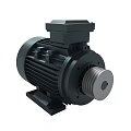 Black Industrial Electric Motor Featuring Metal Housing Rotating Shaft And Cooling Fins