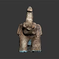 Carved Elephant Sculpture Featuring Intricate Textures Raised Trunk And Artistic Design