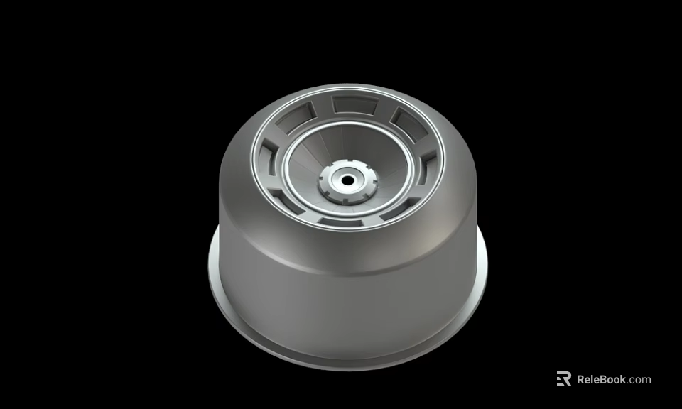 Silver Metallic Automotive Wheel Rim With Spoke Design And Center Bolt 3d model 