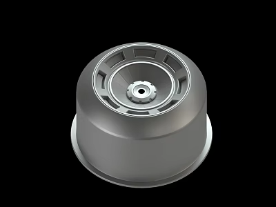 Silver Metallic Automotive Wheel Rim With Spoke Design And Center Bolt 3d model
