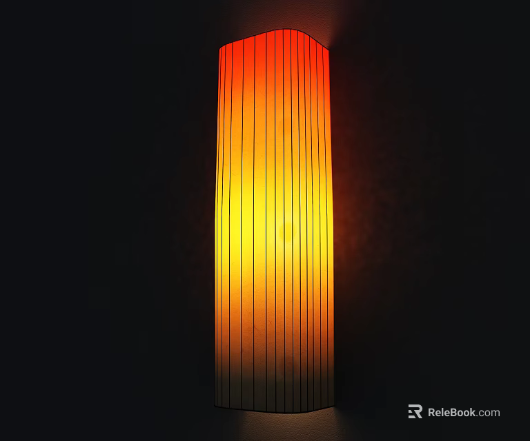 Modern Striped Lantern With Orange Yellow Gradient Lighting For Home Decor 3d model 