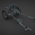 Military Towed Artillery Weapon With Metal Structure Large Wheels And Long Barrel