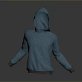 Blue Hooded Knitted Sweater Daily Life Essential Casual Wear Item
