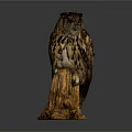 Realistic Owl Sculpture Perched On Detailed Tree Stump Home Decor Piece