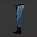 Fashionable Blue Denim Jeans with Black Belt and Gray Boots Casual Outfit