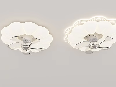 Modern White Flower Shaped Ceiling Fan Light Fixture Sets With Soft LED Lighting 3d model
