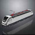 Modern Electric Train With White Body Red Pantograph Streamlined Design And Multiple Carriages