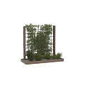 Decorative Ornament Set With Wooden Trellis Green Climbing Plants And Small Potted Shrubs