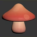 Red Gradient Mushroom With White Polka Dots And Pink Stem As Edible Food
