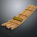 Modern bamboo raft bamboo row small boat 3d model