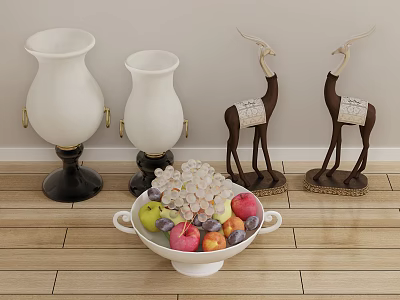 Jane European Ornaments Combination Decorations Ornaments Furnishings Fruit Plate Vase 3d model