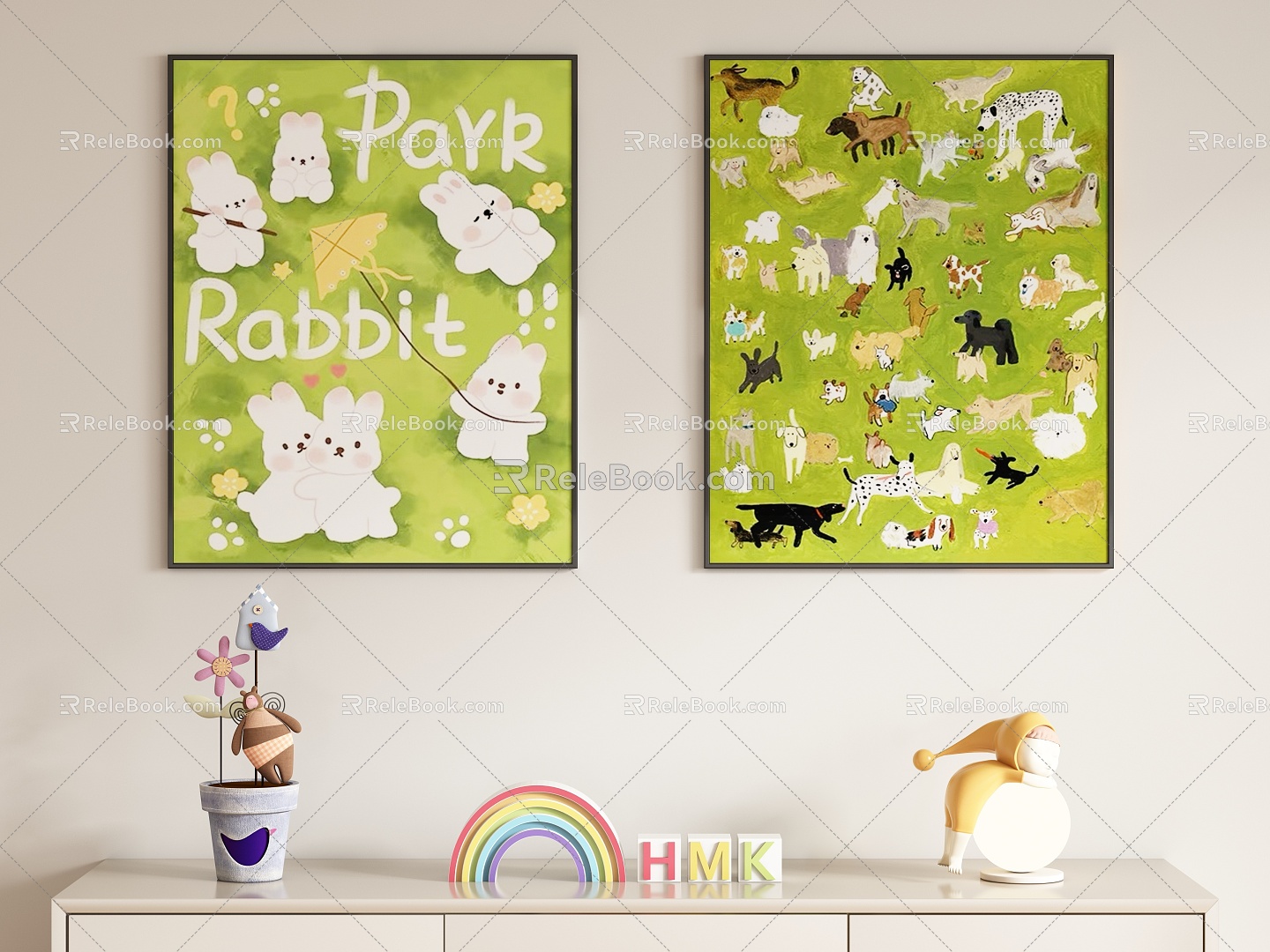 Children's Cartoon Decorative Painting Hanging Painting 3d model