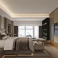 Modern Hotel Guest Room Interior Design With King Bed City View Window And Wooden Floor