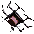 Smart Machine Drone For Package Delivery With Propellers And Cargo Box 3d model