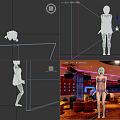 Dancing girl with action script clothes props apart 3d model