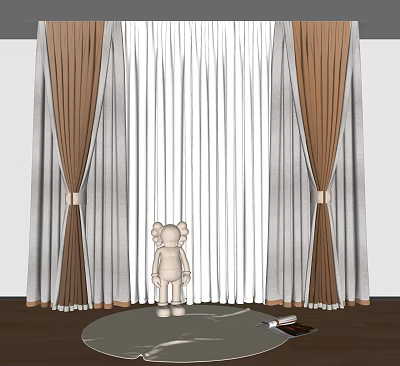 Modern Curtain Fabric Curtain Decoration Sunshade Curtain 3d model