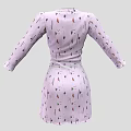 Light Purple Long Sleeve Dress With Colorful Patterns And Waist Belt