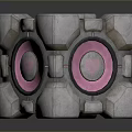 Decorative Square Household Item With Gray Concrete Texture And Pink Circular Heart Patterns