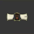 White Rolled Household Item With Brown Strap Blue Decorations Red Gem And Gold Star