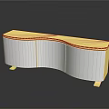 Modern White Cabinet With Gold Accents Reflective Sleek Surface And Curved Design