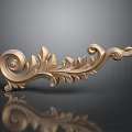Intricate Golden Carving with Leaf Scroll Patterns and Shiny Surface on Dark Background 3d model