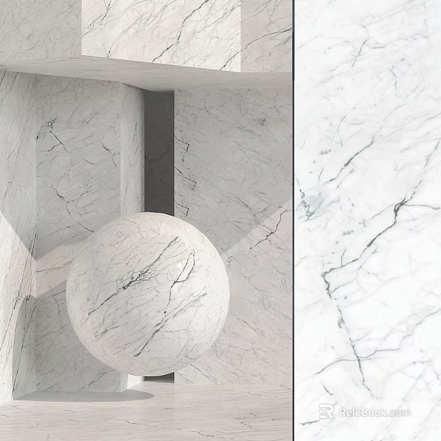 White Marble Sphere Component With Geometric Structure And Natural Vein Texture 3d model