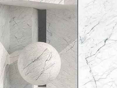 White Marble Sphere Component With Geometric Structure And Natural Vein Texture 3d model