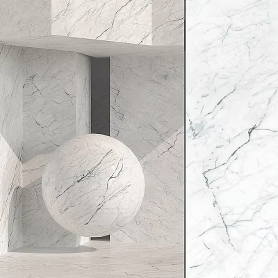 White Marble Sphere Component With Geometric Structure And Natural Vein Texture 3d model