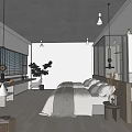 Modern Hotel Guest Room With King Bed Floor to Ceiling Windows and Indoor Plants