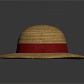Wide Brim Woven Straw Hat With Red Ribbon Band Summer Fashion Accessory