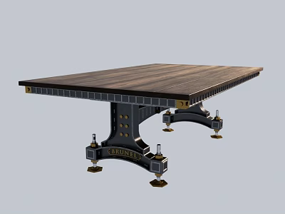 Industrial Style Rectangular Dark Wood Dining Table With Metal Legs And Bolt Accents 3d model