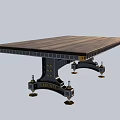 Industrial Style Rectangular Dark Wood Dining Table With Metal Legs And Bolt Accents