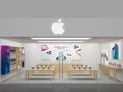 Apple Store Interior With Logo Display Tables And Product Showcases 3d model