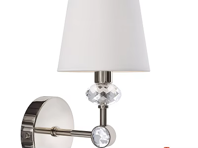 Modern Wall Sconce with White Lampshade and Crystal Decorative Metal Bracket 3d model