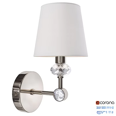 Modern Wall Sconce with White Lampshade and Crystal Decorative Metal Bracket 3d model