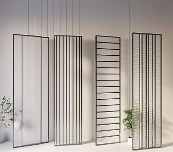 Modern partition glass screen 3d model