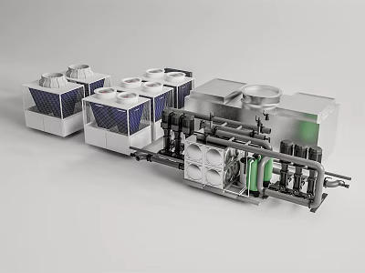 Industrial Equipment Processing System With Modular Units And Green Mechanical Components 3d model